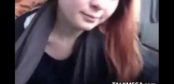Naughty Redhead Flashes On A Train